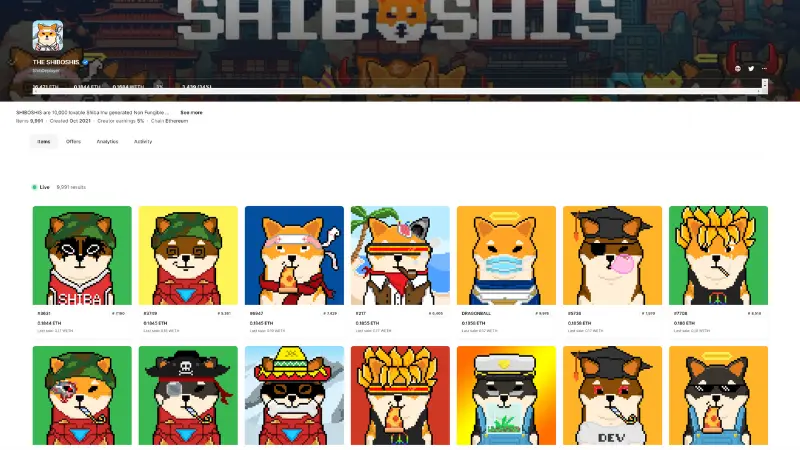 柴犬コインのNFTが買えるshiboshis